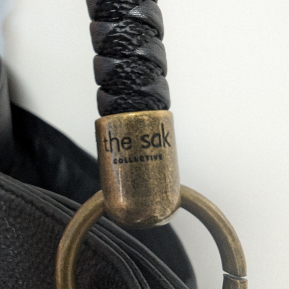 The Sak Black Leather Shoulder Bag with Braided Handle - Picture 3 of 11